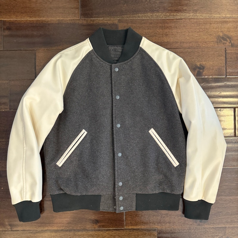 Uniqlo Varsity Jacket Charcoal Cream