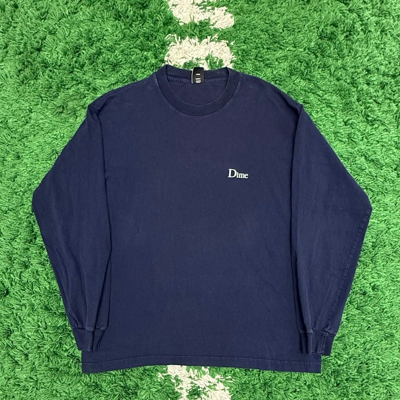 Dime Classic Small Logo Long Sleeve T-Shirt Navy