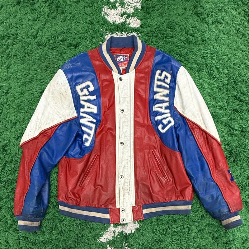 Vintage New York Giants Leather Varsity Jacket Red/Blue/White
