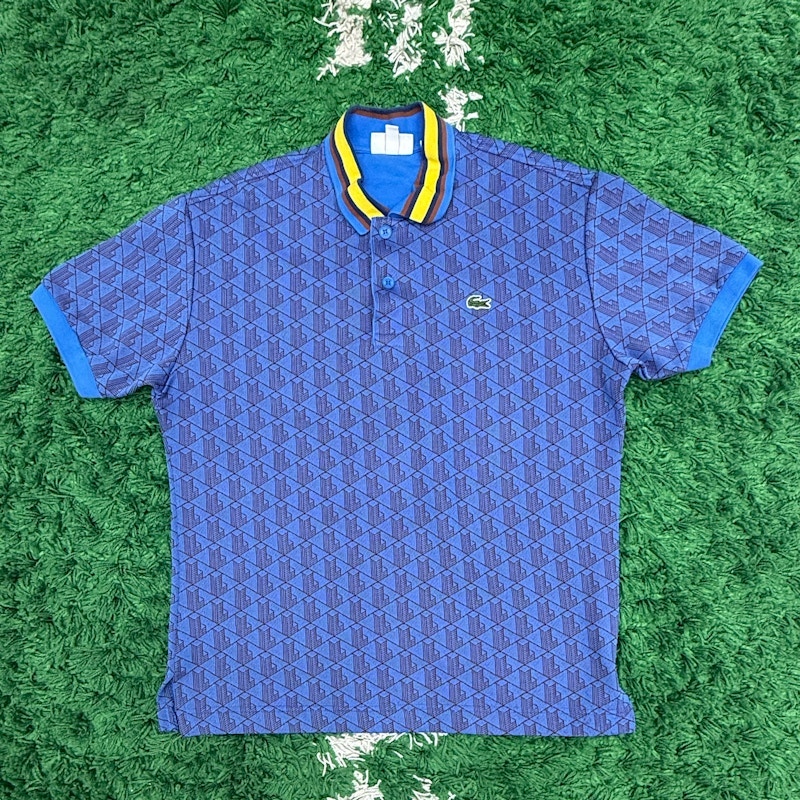 Lacoste Geometric-Pattern Print Polo Shirt Blue