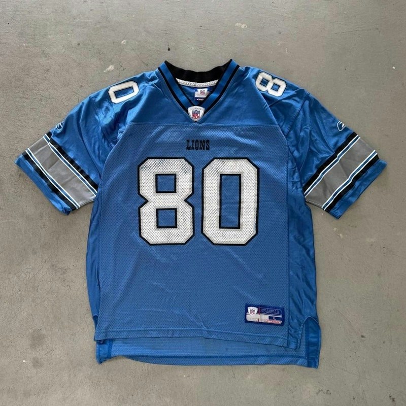 Vintage Reebok Detroit Lions Charles Rogers #80 Jersey Blue
