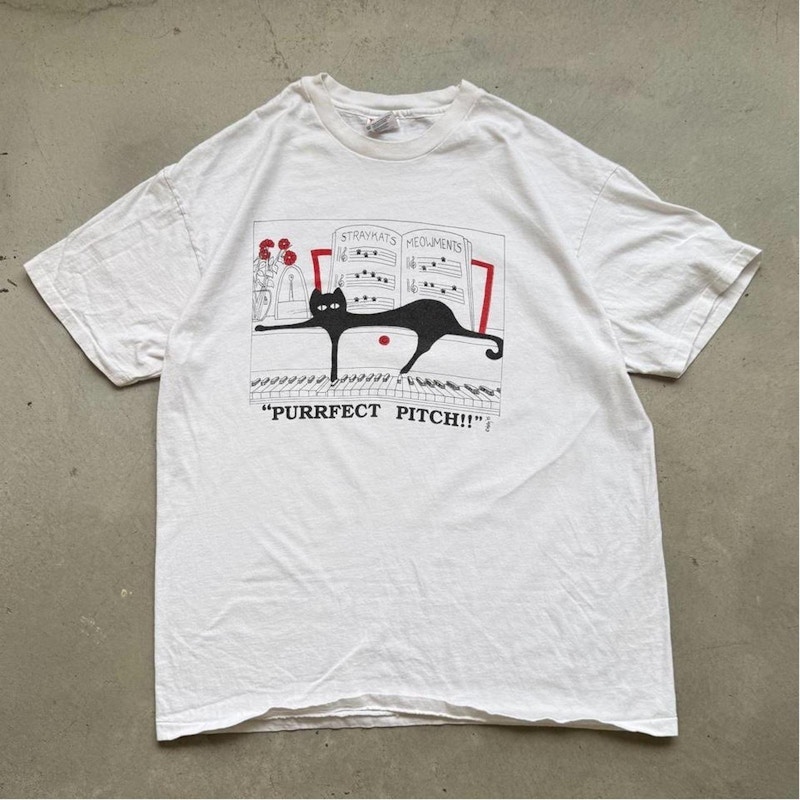 Vintage Straykats Meowments Purrfect Pitch T-Shirt White