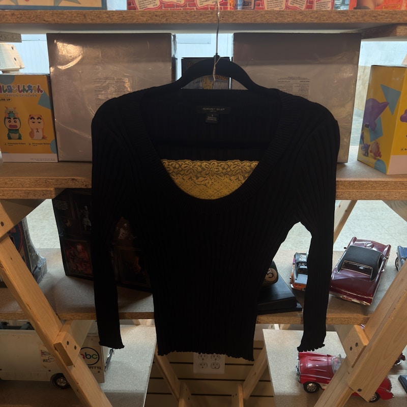 Y2K August Silk Ribbed Knit Long Sleeve Top 