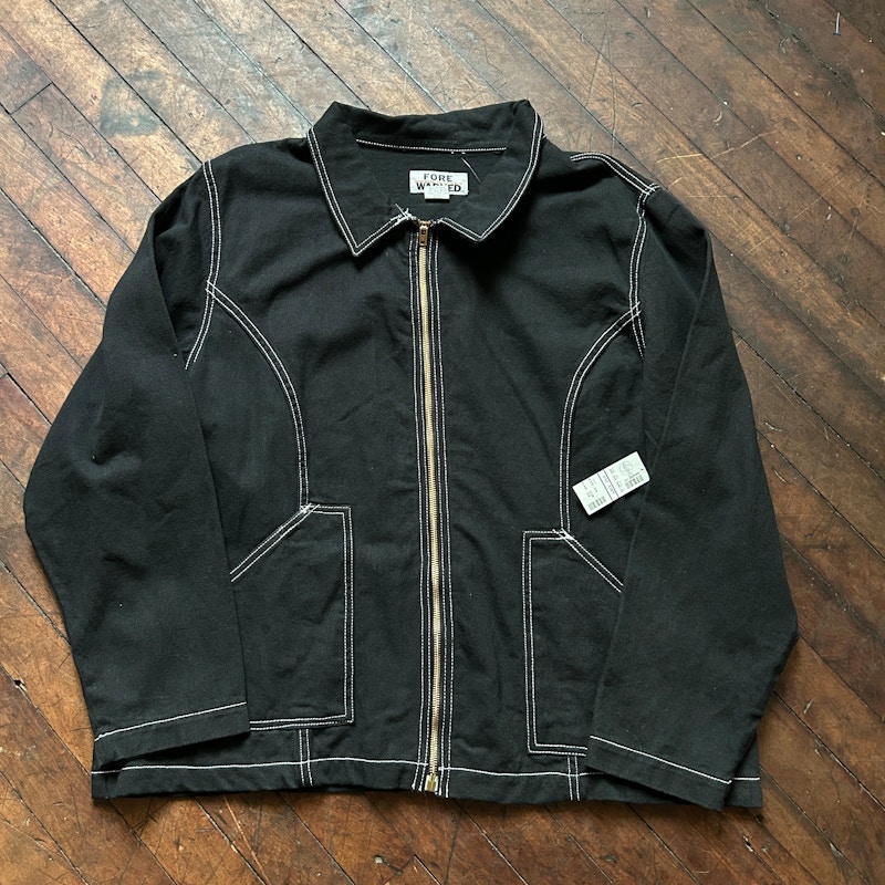 Vintage Y2K NWT Fore Warned Zip-Up Jacket Black