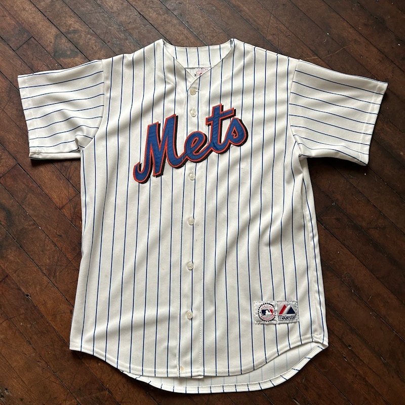 Majestic New York Mets Johan Santana Home Pinstripe Jersey
