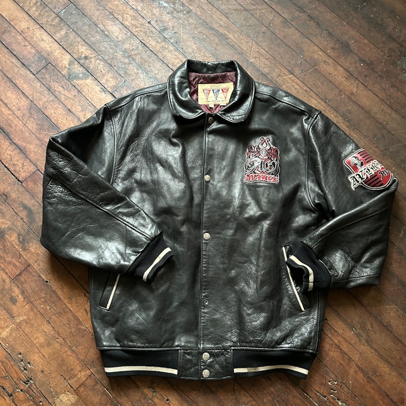 Avirex Vanguard Varsity Leather Jacket Black