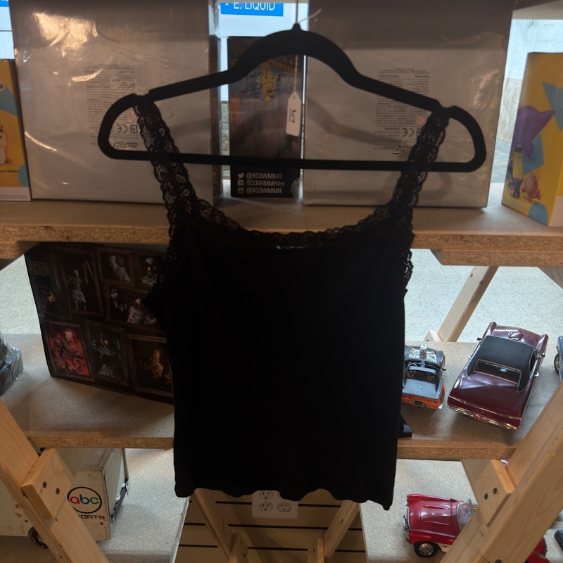 Y2K Black Lace Trim Tank Top