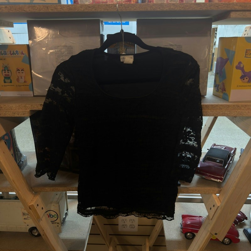 Y2K Petite Black Lace Top
