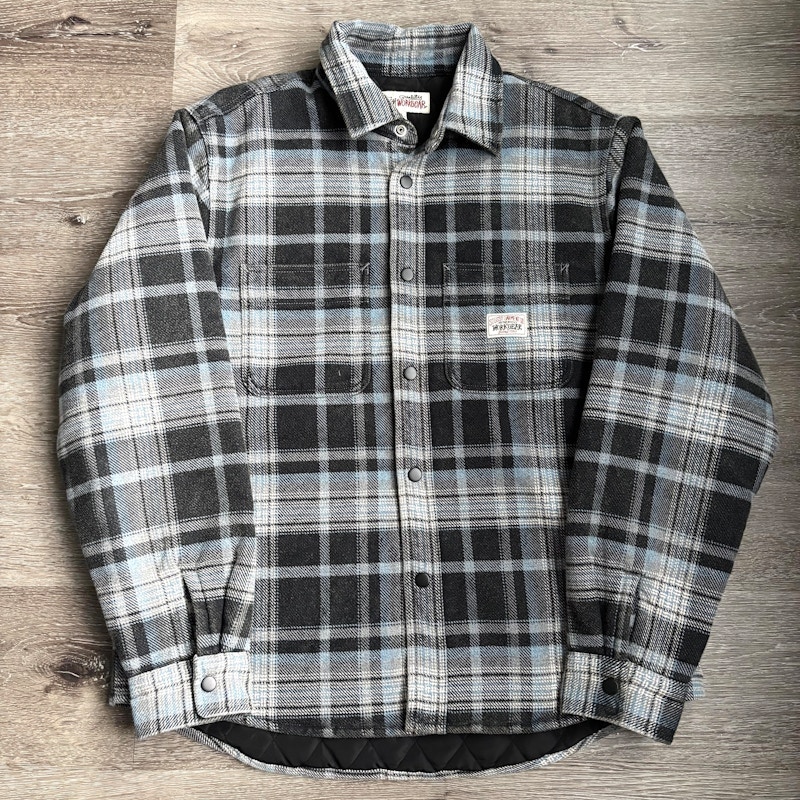 Stussy Heavy Washed Plaid Long-Sleeve Shirt Blue Black