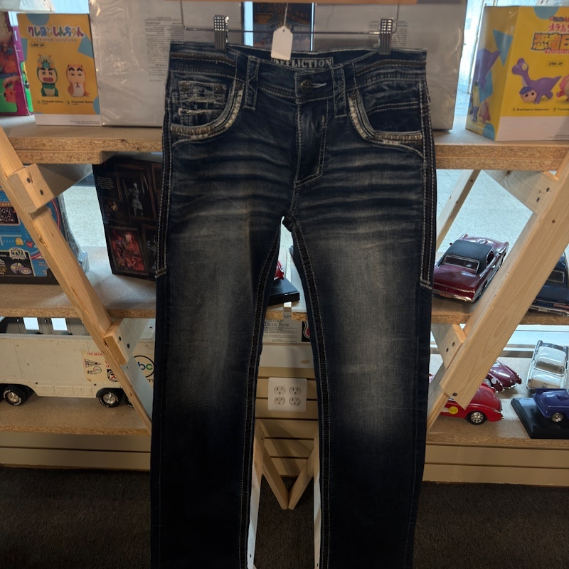 Affliction Jeans Blue Denim Embroidered Jeans