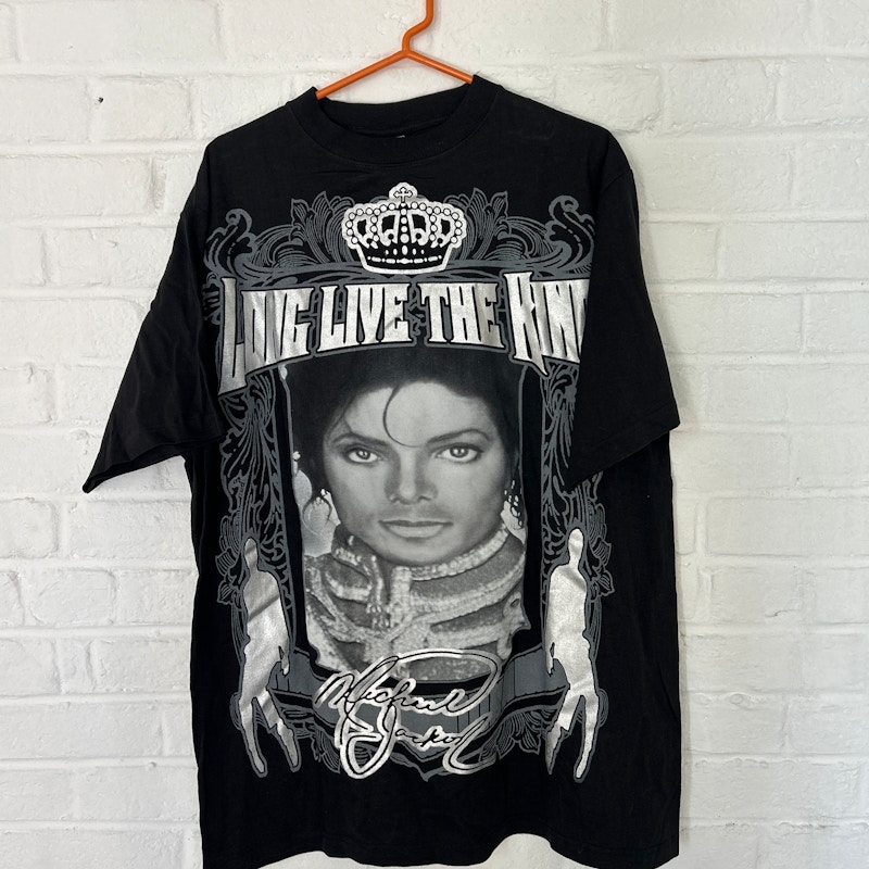 Y2K Vintage Michael Jackson Long Live The King T-Shirt Black