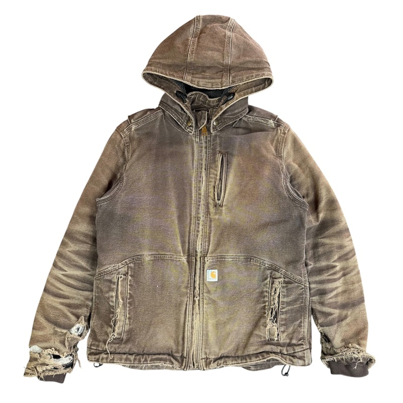 Carhartt Full Swing Jacket Brown Faded Honeycomb Detachable Hood 