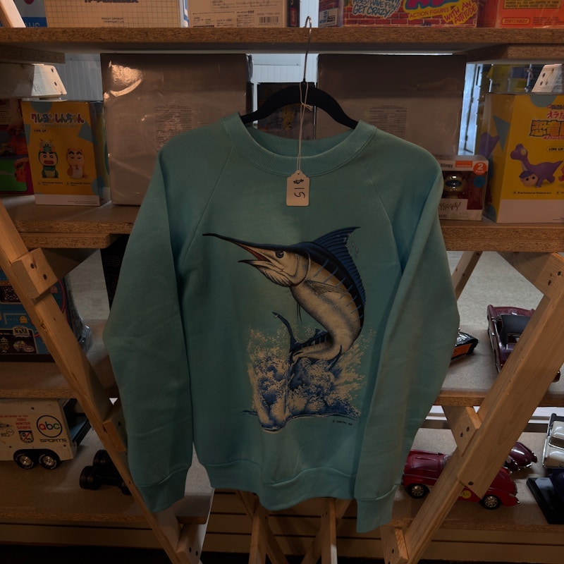80’s Marlin Fish Sweatshirt Light Blue