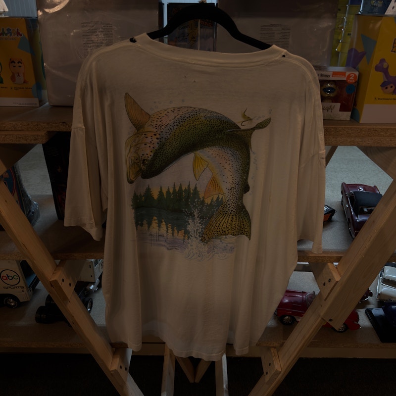 90’s TSF Sportswear Trout Fishing Graphic T-Shirt White