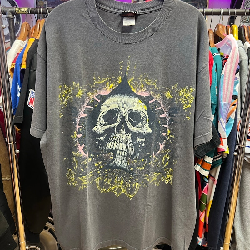 Miami Ink Skull Spade Graphic T-Shirt Gray XL