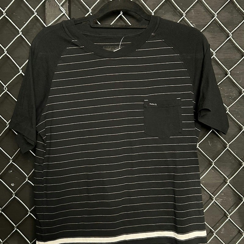 Y2K Hurley Striped Pocket T-Shirt Black