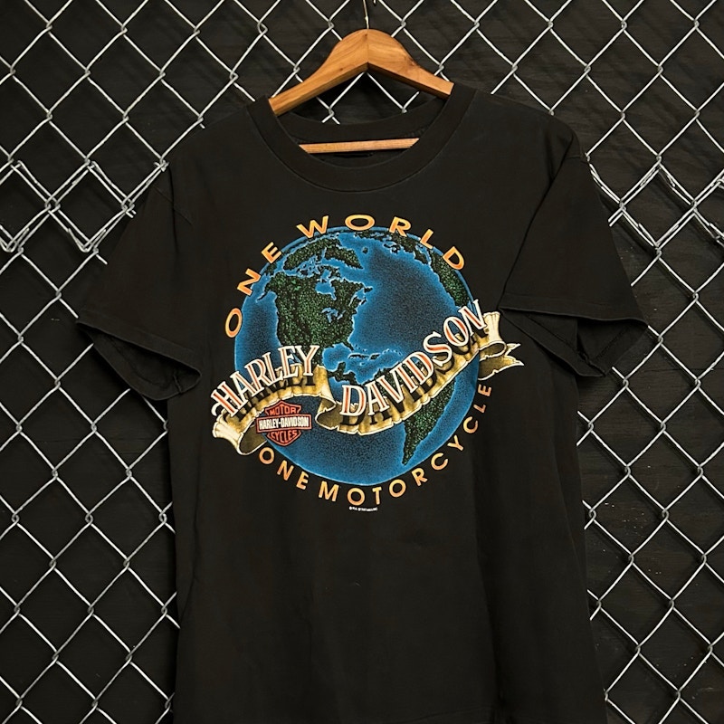 90’s Harley-Davidson One World One Motorcycle T-Shirt Black