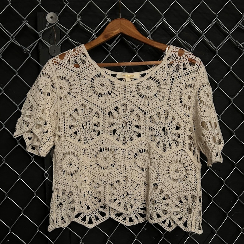Rebellion Again Crochet Knit Top White
