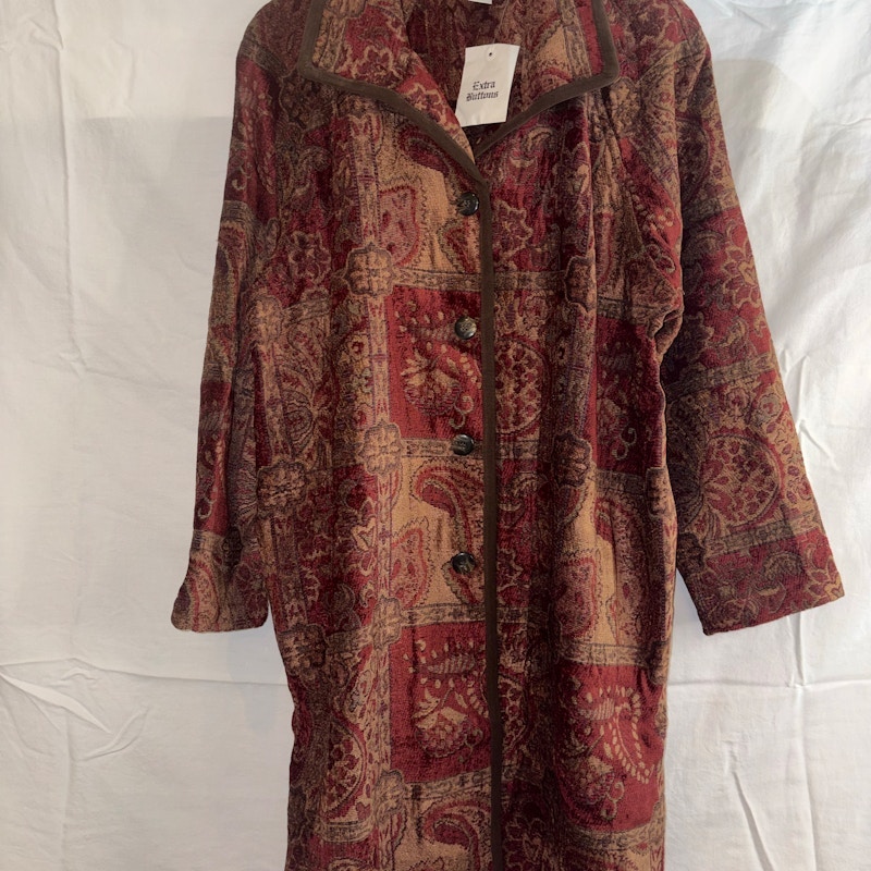 90’s/Y2K Coldwater Creek Jacquard Car Coat Red