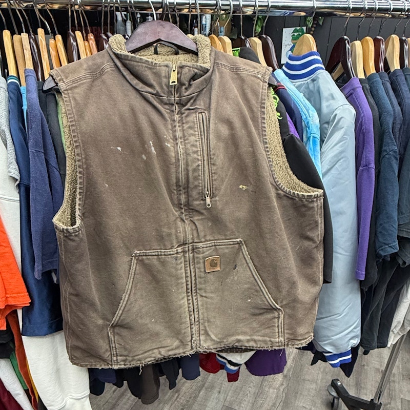 Vintage Carhartt Sherpa Lined Vest Mocha Brown