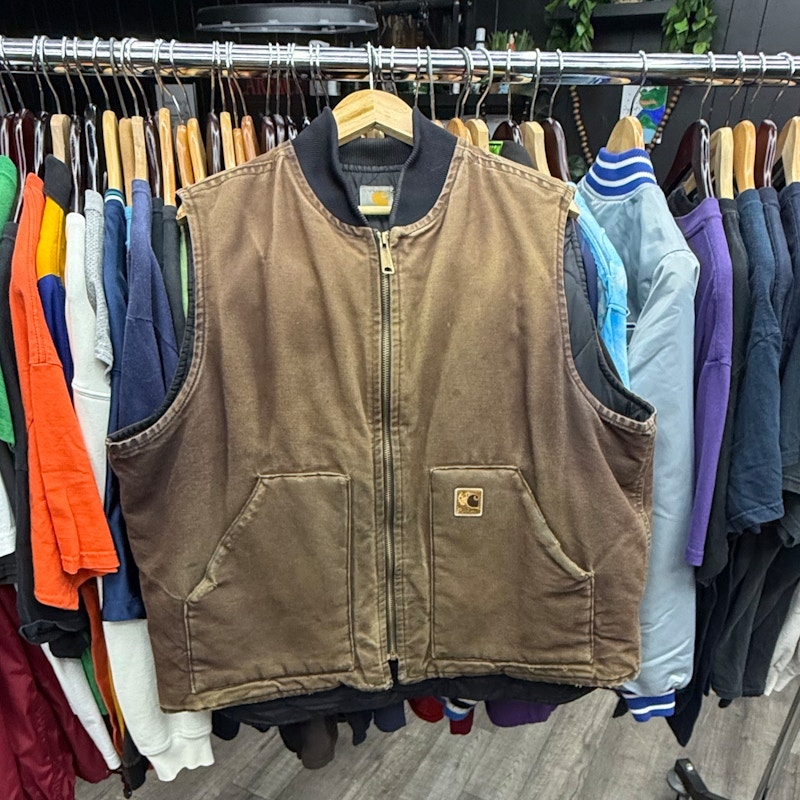 Vintage Carhartt Mocha Brown Leather Tab Vest 
