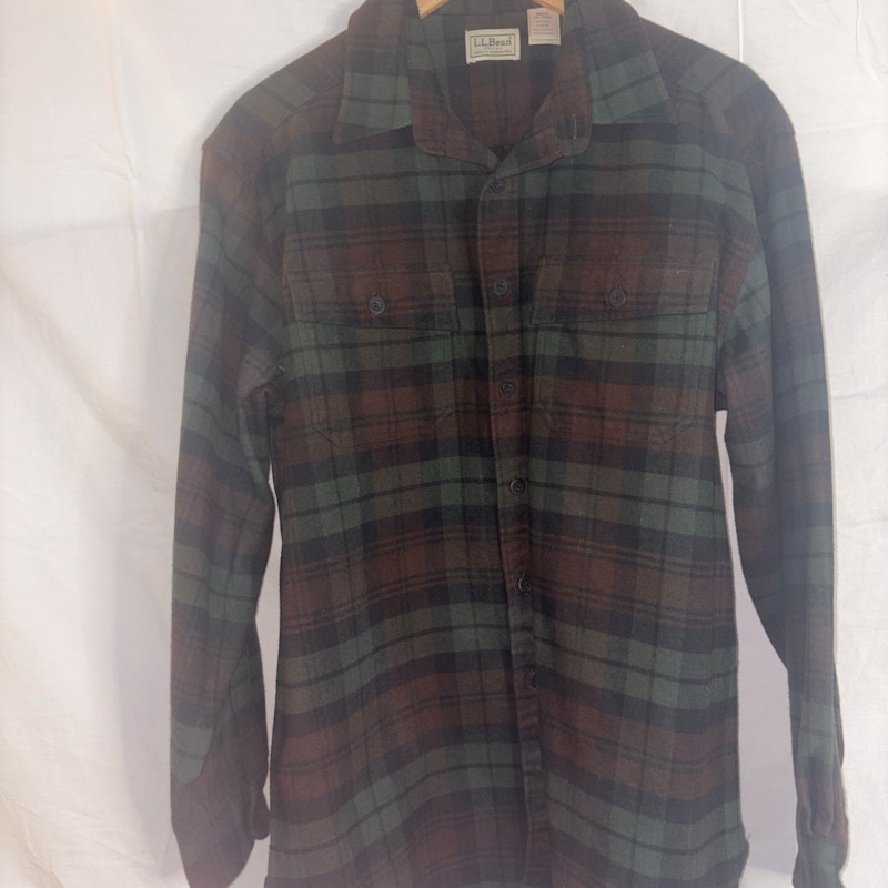 1990’s L.L.Bean Plaid Flannel Button Down Shirt Brown Green