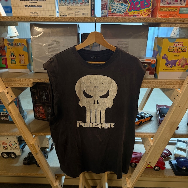 2002 The Punisher Skull Logo Sleeveless T-Shirt Faded Black