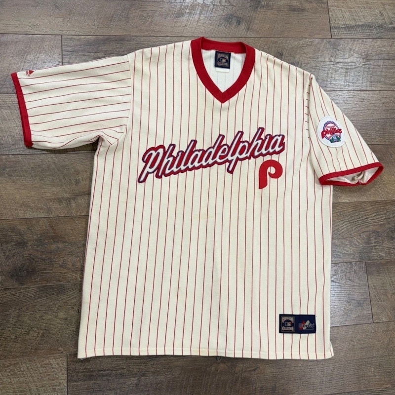 Vintage 90s Philadelphia Phillies Pinstripe Cooperstown Majestic Jersey XXL USA