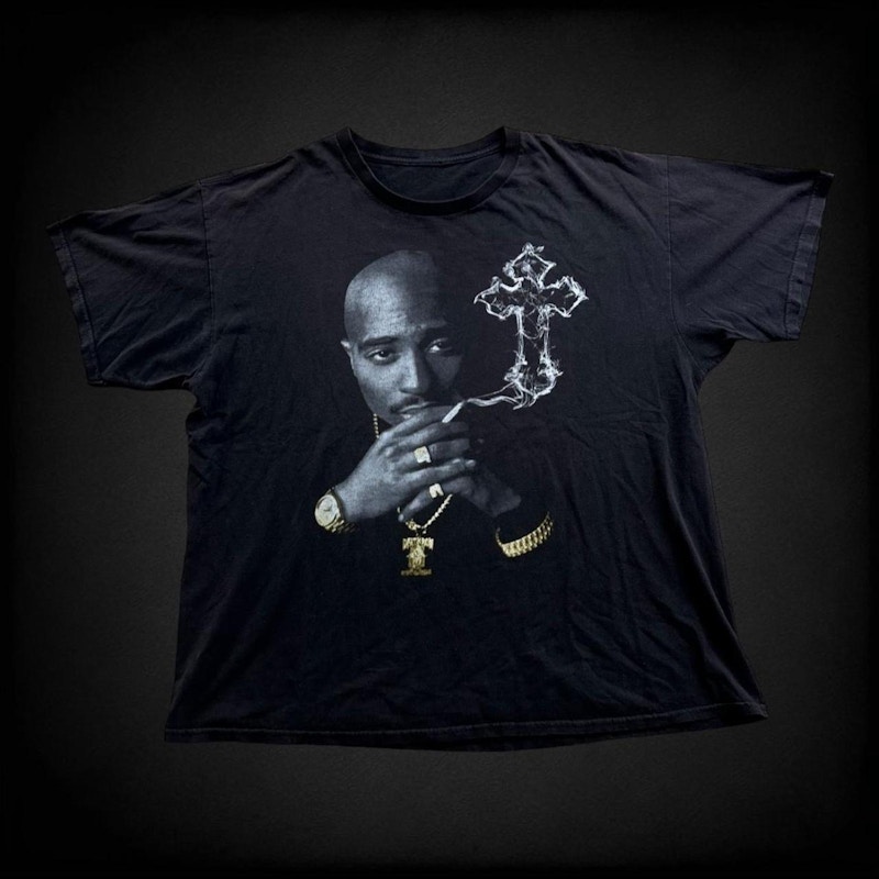 Tupac Shakur Smoke Cross T-Shirt Black