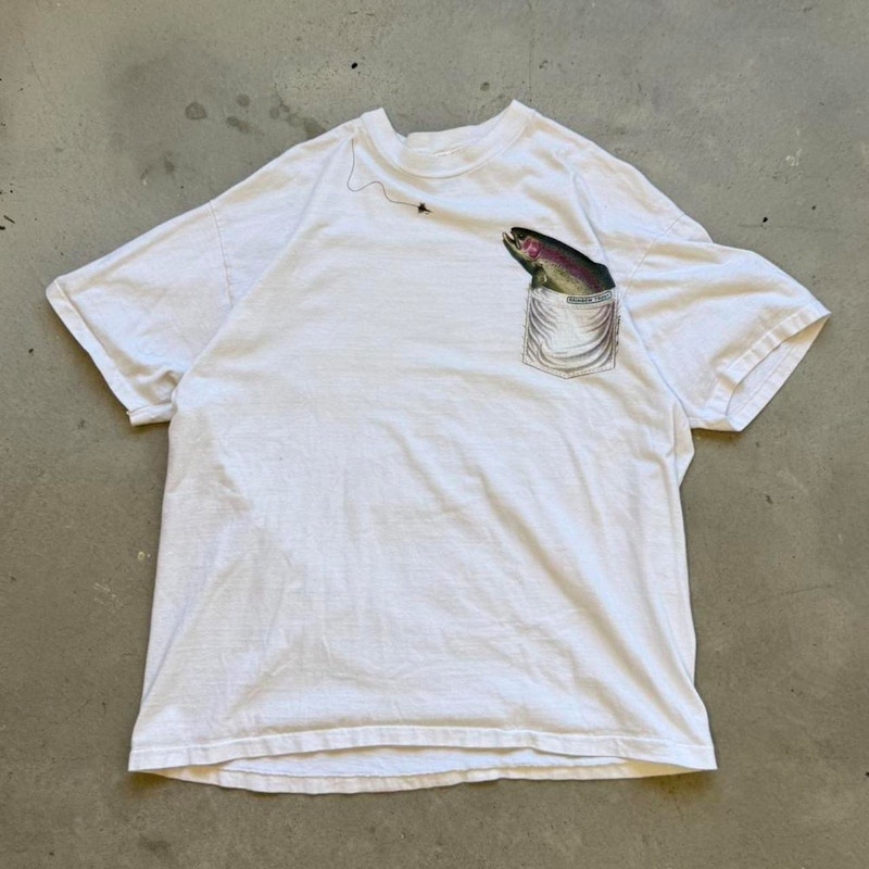 Vintage Rainbow Trout Pocket T-Shirt White