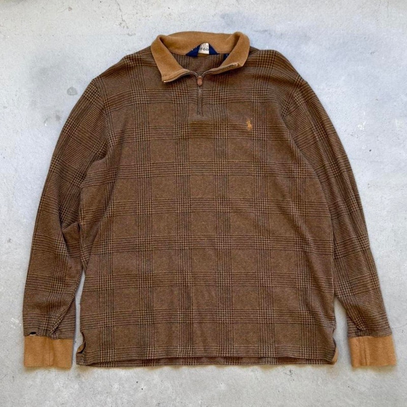 Vintage Polo Golf Ralph Lauren Quarter-Zip Pullover Brown Plaid