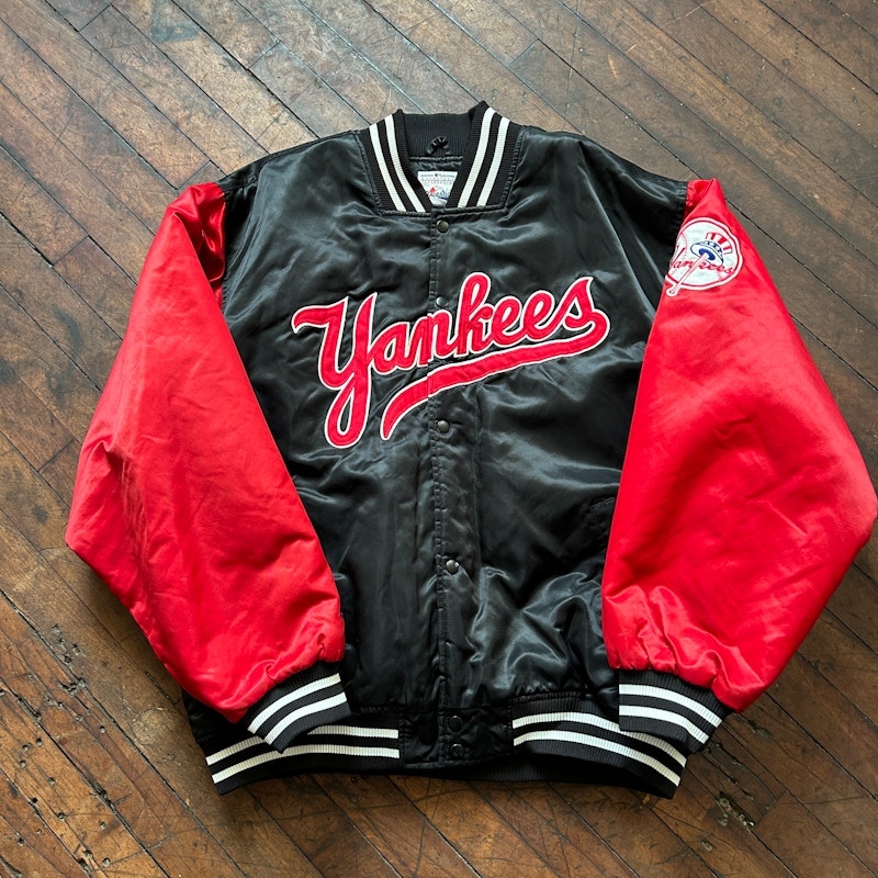 Majestic New York Yankees Satin Varsity Jacket Black Red