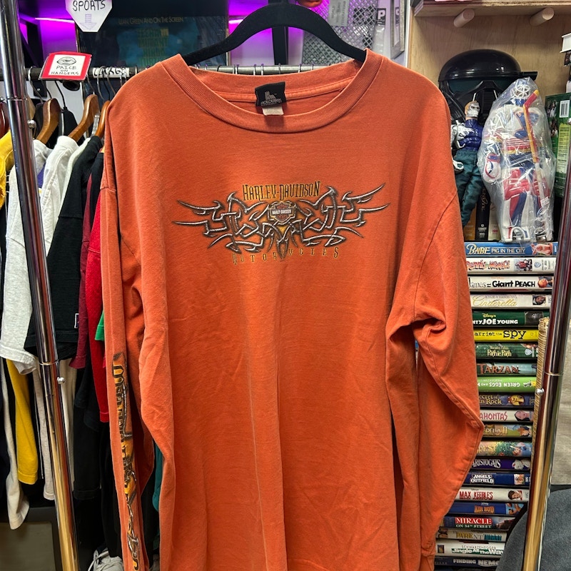 Harley-Davidson Hale's Harley-Davidson A Room With a View Long Sleeve T-Shirt Orange