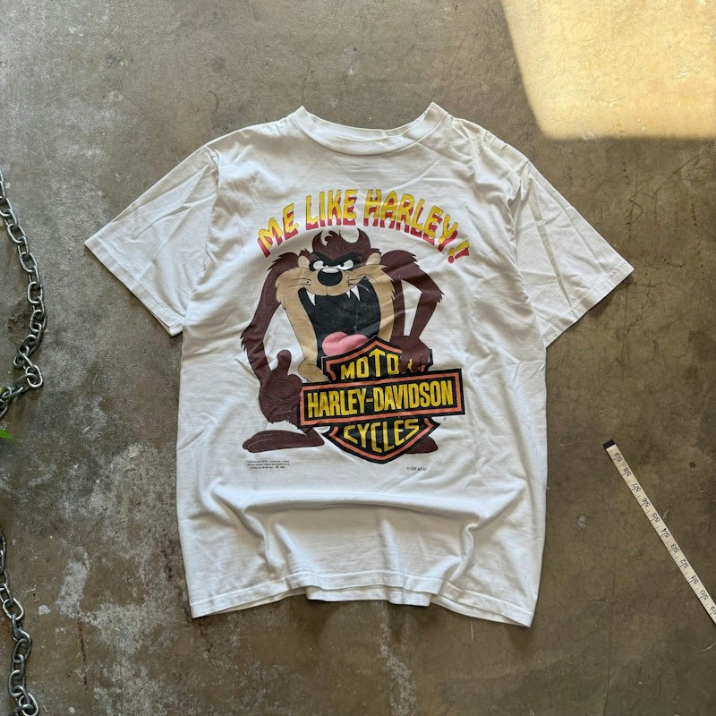 Size XL - 1992 Vintage Harley-Davidson Taz Me Like Harley T-Shirt White
