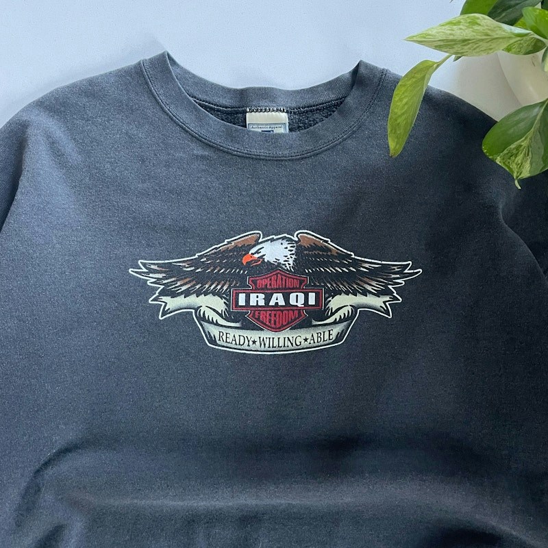 Lee Harley Style Operation Iraqi Freedom Ready Willing Able Graphic Sweatshirt Black