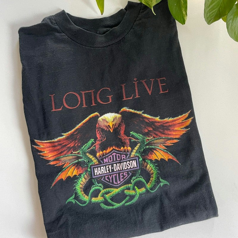 2000 Harley-Davidson La Crosse Area Long Live Graphic T-Shirt Black