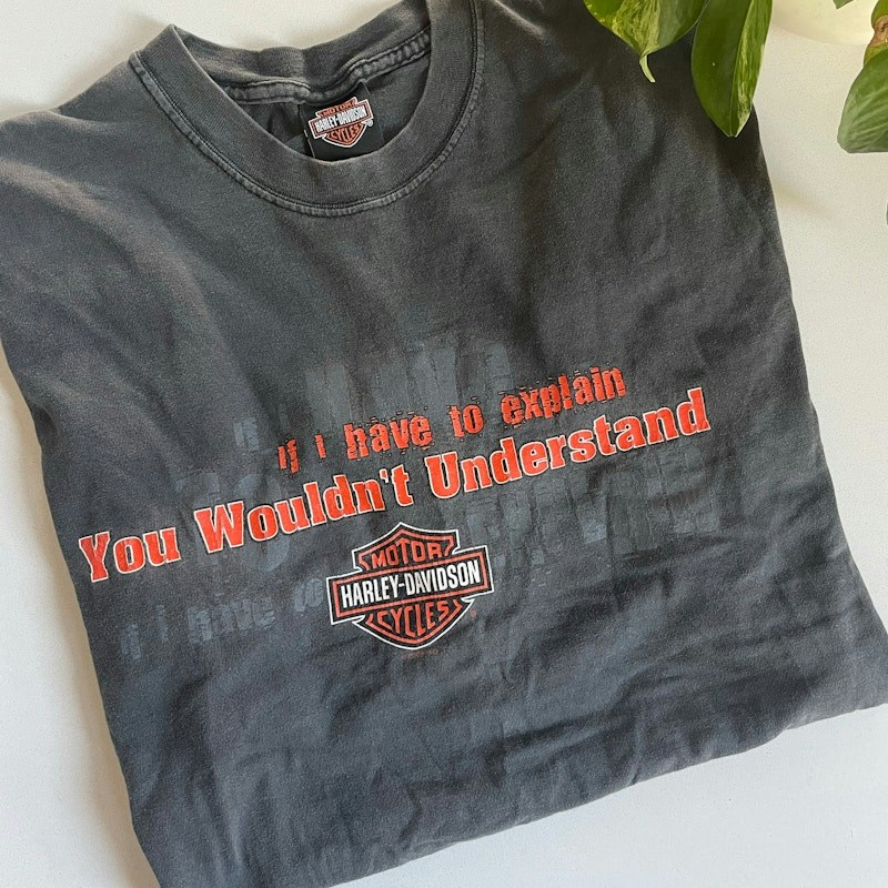 Y2K Faded Harley-Davidson If I Had To Explain T Shirt Black
