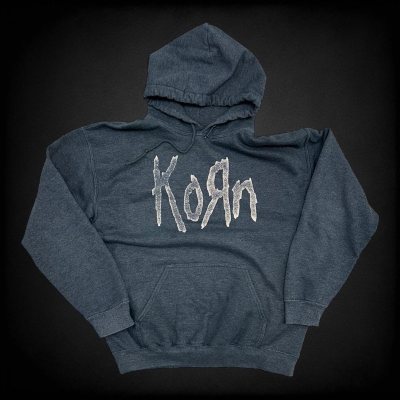 Vintage Korn Logo Pullover Hoodie Charcoal Grey