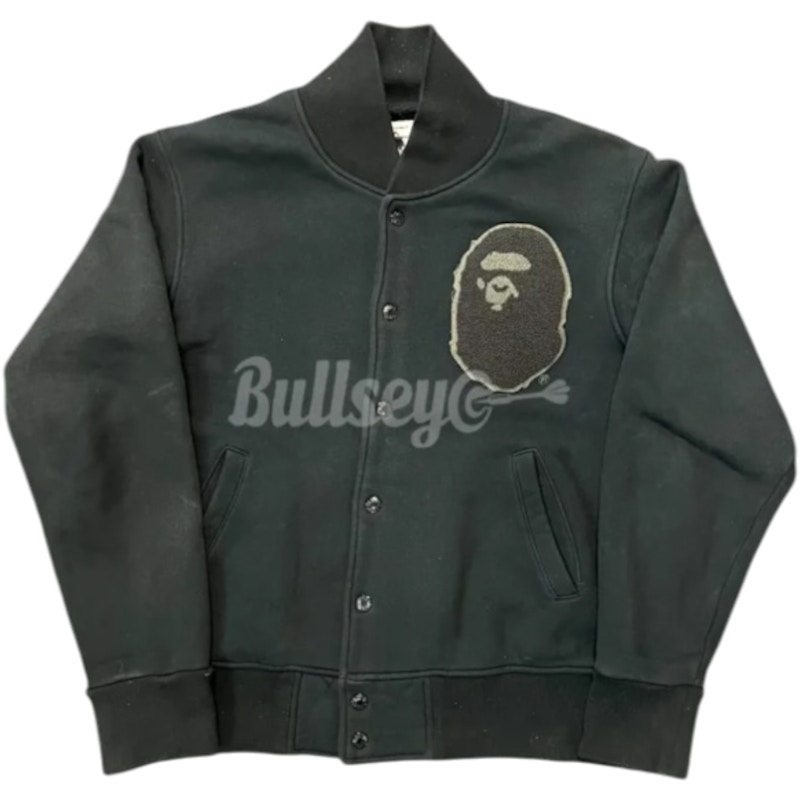 A Bathing Ape Ape Shall Never Kill Ape Varsity Jacket Black