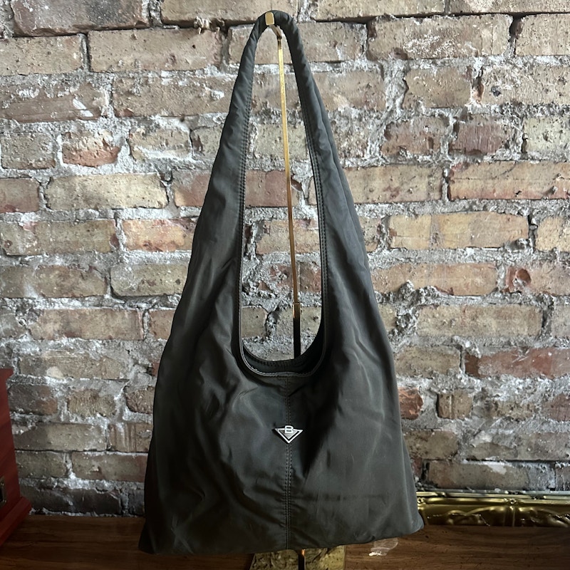 Bottega Veneta Nylon Hobo Bag Olive Green