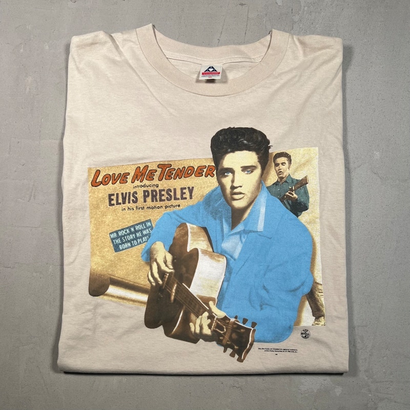 Vintage 1998 Elvis Presley Love Me Tender T-Shirt Beige