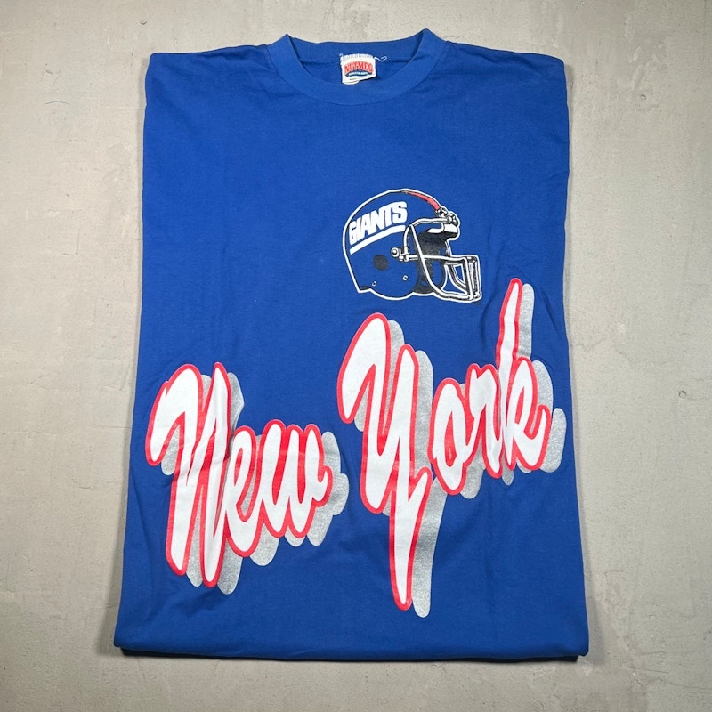 Vintage 1990s Nutmeg New York Giants T-Shirt Blue