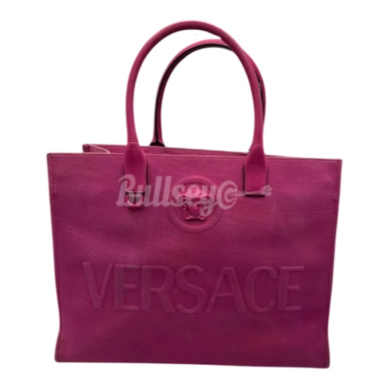 Versace La Medusa Canvas Tote Fuchsia