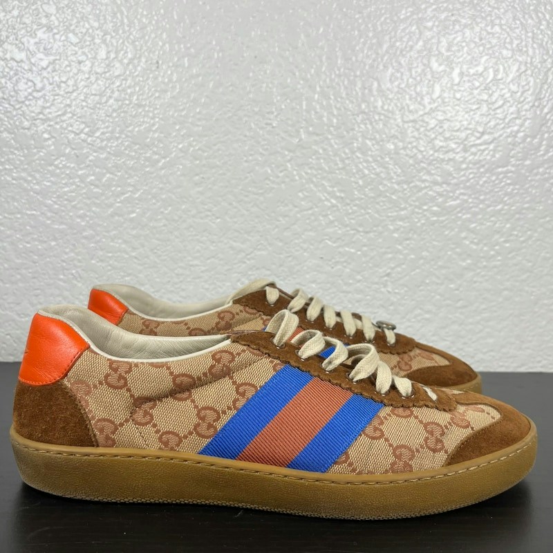Gucci GG Canvas Suede Low-Top Sneaker Blue Orange
