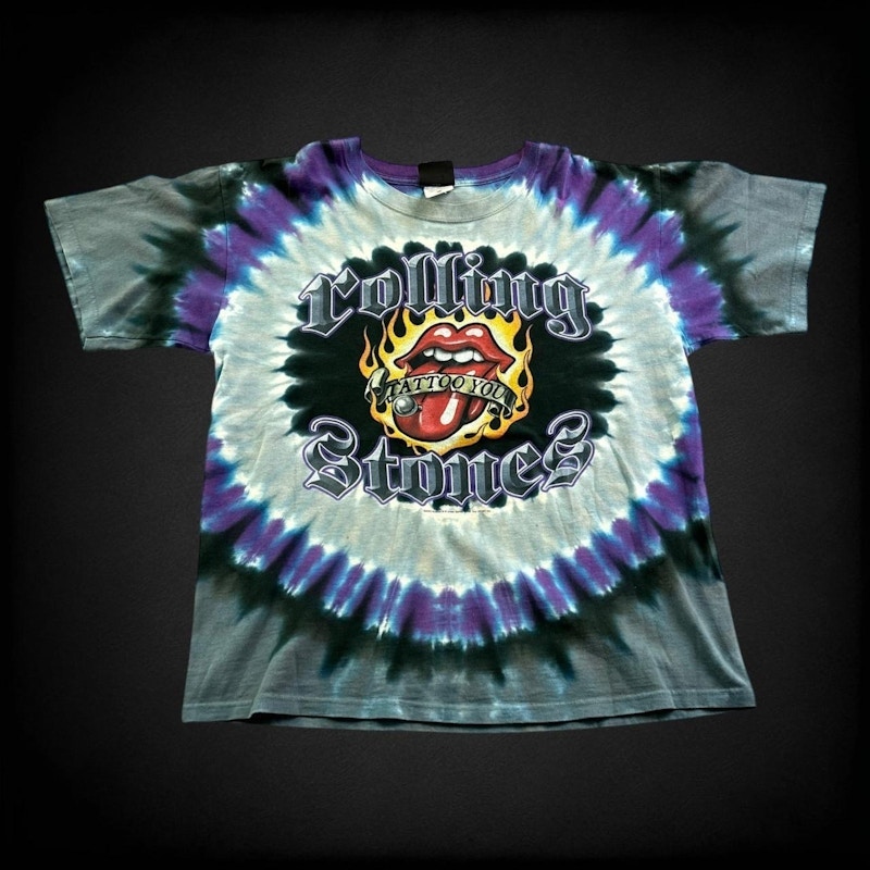 Vintage Liquid Blue The Rolling Stones Tattoo You T-Shirt Multi-Color