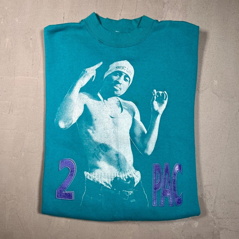 Vintage 1990s 2Pac I Get A Round Sweatshirt Teal