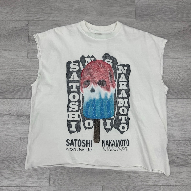 Satoshi Nakamoto Info Services T-Shirt Vintage White