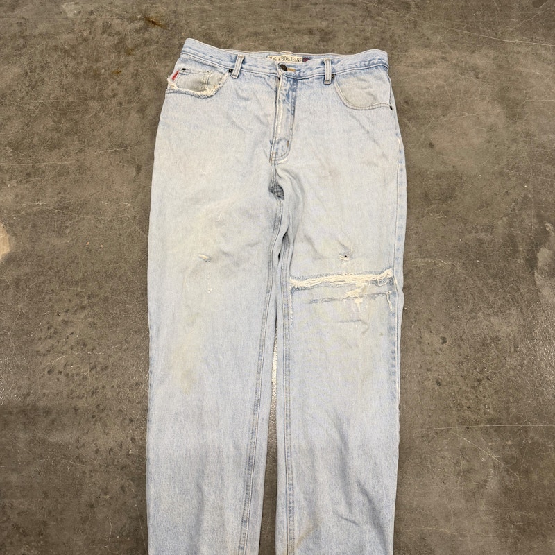 Vintage 90s Bugle Boy Jeans Light Wash Distressed Denim Pants
