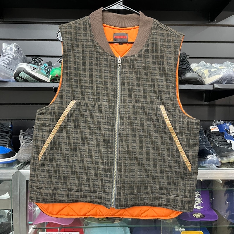 Pleasures Horns Denim Vest Brown Plaid