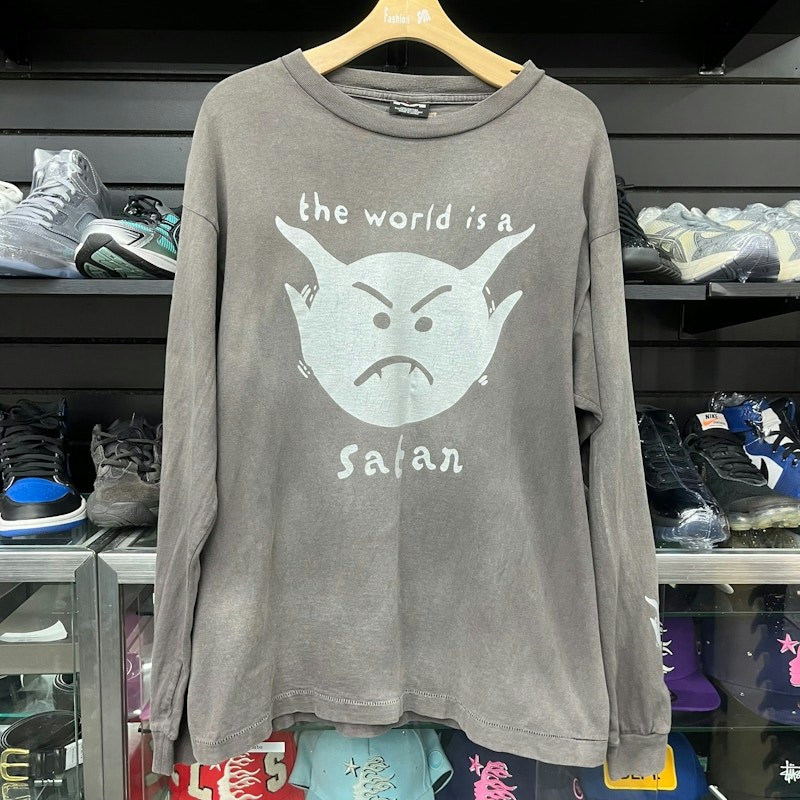 Saint Mxxxxxx The World Is A Satan Long Sleeve T-Shirt Gray
